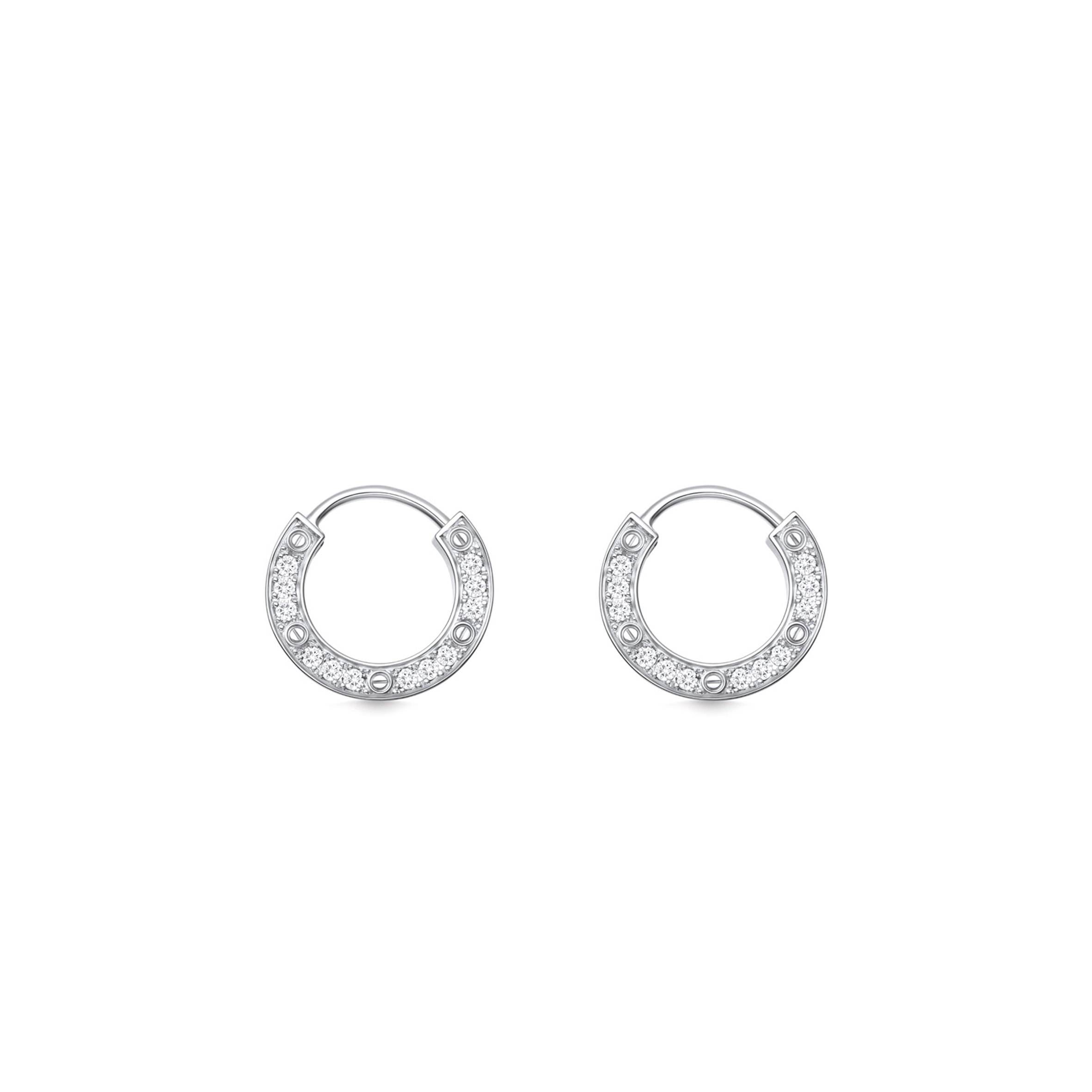 ca*t*er love 18k white gold, Di*m*nd earring, paved with Di*m*nds b8301424